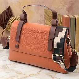 Елегантна сумка для жінок з короткою ручкою з натуральної шкіри Vintage 22669 руда