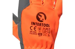 Рукавички робочі захисні Intertool комбінована козяча флуоресцентна шкіра помаранчева 10" - мініатюра 2