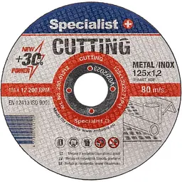 Диск абразивний відрізний Specialist+ Cutting по металу/нержавіючій сталі 125x1.2x22 мм (250-01212)