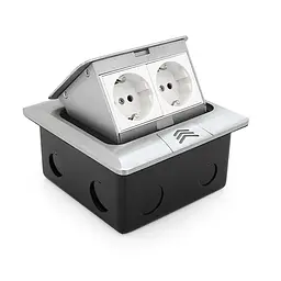 Розетка подвійна напольная висувна із заземленням J28L, Input: AC 100-250V 16A, White