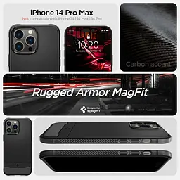 Оригінальний протиударний чохол Spigen Tough Armor MagSafe для Iphone 14 Pro (6.1") Black ACS04985 - мініатюра 13