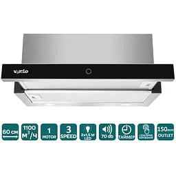 Витяжка Ventolux Garda 60 BG (1100) TC LED - мініатюра 2