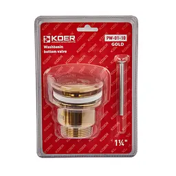 Донний клапан Koer PW-01-12 Click-Clack універсальний KR5194, Золотий - мініатюра 3