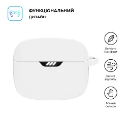 Силіконовий чохол для навушників JBL Tune Buds, Hang Case, білий, ультратонкий захисний кейс товщиною 2 мм, захист від подряпин, пилу та ударів, компактний, з карабіном для кріплення, ArmorStandart (ARM80453) - мініатюра 2
