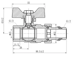 Кран кульовий Thermo Alliance "Американка" Forte 1/2" ВЗ прямий, антипротікання, метелик SF222W15 - мініатюра 4