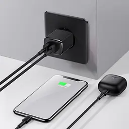 Сітчасте зарядне пристрій Baseus Compact Charger 2U 10.5W EU чорний CCXJ010201 - мініатюра 6