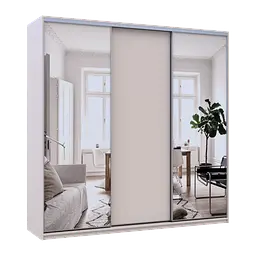 Шафа купе Doros Сіті Лайт Кашемір 1 ДСП / 2 дзеркала 225х60х225 (80736380) - мініатюра 3