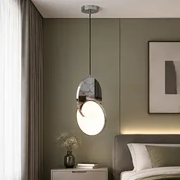 Хромований дизайнерський LED-підвіс Artlight 8219S CH із дзеркальним диском і круглим розсіювачем - мініатюра 2