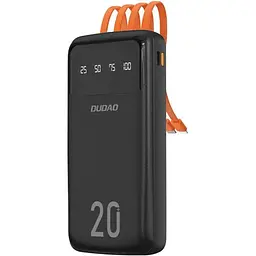 УМБ Dudao 20000mAh K6Pro+ 10W USB-A,USB-C In/Out,with USB-C/Lightning/MicroUSB/USB-A cables Black