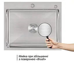 Кухонна мийка Lidz H6050 Brush 3.0/1.0 мм (LIDZH6050BRU3010) - мініатюра 2