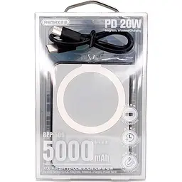 Зовнішній павербанк Remax 5000 mAh 20W RPP-509 MagSafe зі швидкою зарядкою PD+QC USB-C, Чорний - мініатюра 6