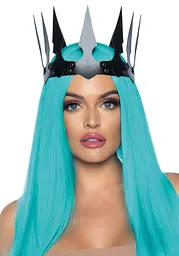 Корона злої королеви Leg Avenue Faux leather spiked crown Black, штучна шкіра, заклепки