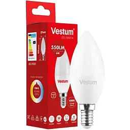 Світлодіодна лампа Vestum C37 6W 4100K 220V E14 1-VS-1303