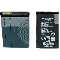 Акумулятор для телефона BL-5C 1020 mAh, універсальна батарея 3.7V 3.8Wh