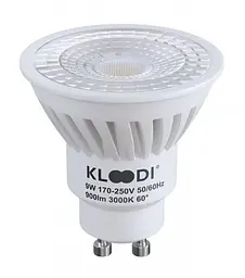 Лампа LED GU10 9W 3000К 900Lm Kloodi KDGU10-9WSMD 3K 60D