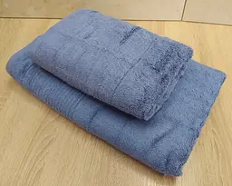 Набір турецьких бамбукових махрових рушників Cestepe 50х90+70х140 Bamboo Sarev Blue - мініатюра 5