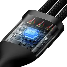 Кабель Baseus Flash Series II 3-in-1 USB-A to USB-C/Lightning/Micro-USB 100W 1.2m Black (CASS030001) [121887] - мініатюра 5