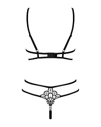 Еротичний комплект зі стреп Obsessive Badossa 2-pcs set L/XL, чорний, з доступом - мініатюра 6
