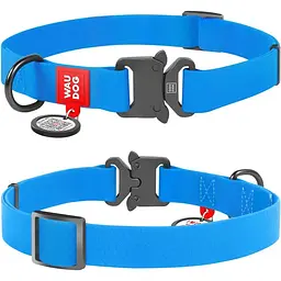 Нашийник для собак Waudog Waterproof, коллартекс, водостійкий, з QR паспортом, 23-35х1,5 см, блакитний - мініатюра 3