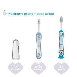Зубна щітка Chicco для перших зубів, 6-36 міс. блакитна (12081.11) - мініатюра 4