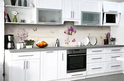 Вініловий кухонний фартух Букет Тюльпанів наклейка для кухні ПВХ Абстракція Бежевий Happy Pocket Z181820
