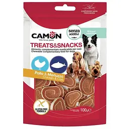 Ласощі з куриці та тріски Camon (100г), ласощі для собак