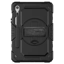 Протиударний захисний чохол для планшета Samsung Galaxy Tab S9 (SM-X710/X716B/X718U)/S9 FE (SM-X510/X516)/S10 FE (SM-X520/X526)/S10 Lite (SM- X400/X406), Panzer, чорний, силікон + полікарбонат, накладка з підставкою і ремінцем на плече - мініатюра 2