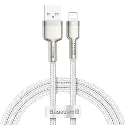 Дата кабель Baseus Cafule Metal USB to Lightning 2.4A (2m) (CALJK-B0) White