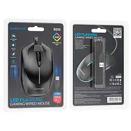 Мишка Borofone BG10 Soaring game luminous wired mouse 1000dpi з підсвіткою чорна - мініатюра 4