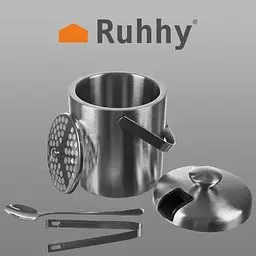 Відерце для льоду Ruhhy 21159 зі щипцями, ложкою та ситечком 1.3 л - мініатюра 9