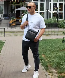 Сумка чоловіча через плече шкіряна планшет чорна компактна (TD-75601) - мініатюра 8