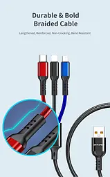 Шнур для заряджання телефону кабель lightning micro usb type c для заряджання Awei CL-971 - мініатюра 7