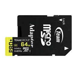 Карта пам'яті Team microSDXC 64GB Pro+ UHS-I U3 Class 10 + адаптер (TPPMSDX64GIA2V3003) - мініатюра 2