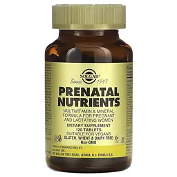 Комплексний препарат Solgar Prenatal Nutrients Multivitamin & Mineral, 120 таблеток для вагітних і жінок, що годують