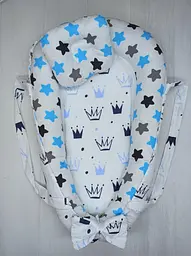 Позиціонер для новонародженого кокон, babynest з ручками, зі знімним дном + подушка BST Блакитний