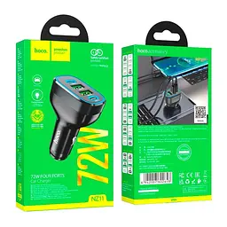 Адаптер автомобільний HOCO Guide car charger NZ11 2 USB 2Type-C 72W чорний - мініатюра 2