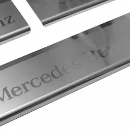 Накладки на пороги для Mercedes-Benz ML-Class W164 2005-2011 Нержавіюча сталь із загином та Логотипом 4 шт (Premium P-ME05) - мініатюра 3