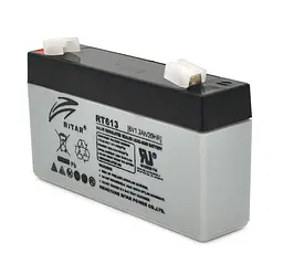 Акумуляторна батарея AGM RITAR RT-613, 6 В 1,3 А·год, сірий корпус - мініатюра 1