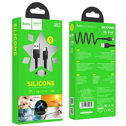 USB Cable Hoco U82 Cool Grace MicroUSB Black 1m - мініатюра 2