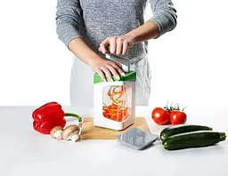 Измельчитель ручной 7в1 овощерезка для нарезки овощей и фруктов с насадками и контейнером, Nicer Dicer 85349 - миниатюра 6