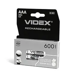 Акумулятор AAA, 600 mAh, Videx, 2 шт, 1.2V, Blister