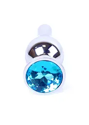 Анальна пробка - Jewellery Silver Long Plug Light Blue - мініатюра 4