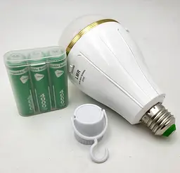 Світлодіодна LED-лампа акумуляторна 3600 mAh (знімні 3 × 18650) автономна аварійна 30 W енергозберігаюча лампочка E27 UKC - мініатюра 4