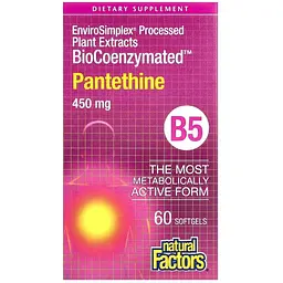 Вітамін B5 Natural Factors BioCoenzymated B5 Pantethine 450 мг 60 гелевих капсул - мініатюра 2