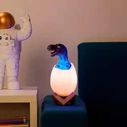 Нічник – світильник Динозаврик в яйці 3D Dinosaur White+RGB Настільна акумуляторна LED лампа з пультом ДУ - мініатюра 6
