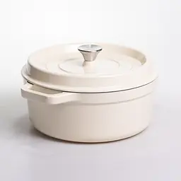 Кокотниця чавунна емальована 5,5 л, бежевий Yongkang HP-FLG-5 WHITE - мініатюра 6