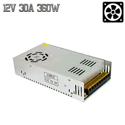 Імпульсний блок живлення для світлодіодної стрічки адаптер 12V 30A 360W AC-DC "S-360-12" Power Supply - мініатюра 2