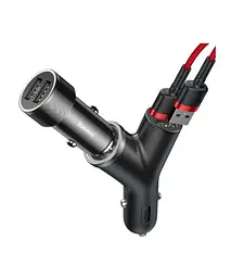 АЗУ Baseus Y type dual USB+cigarette lighter extended car charger 3.1 A CCALL-YX01 Black - мініатюра 4