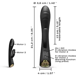 Вібратор-кролик з підігрівом Dorcel Flexi Rabbit Black Гнучкий стовбур - мініатюра 6