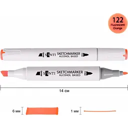 Набір спиртових маркерів Santi Professional SA-122 флуоресцентний помаранчевий 6 шт. (390849) - мініатюра 2